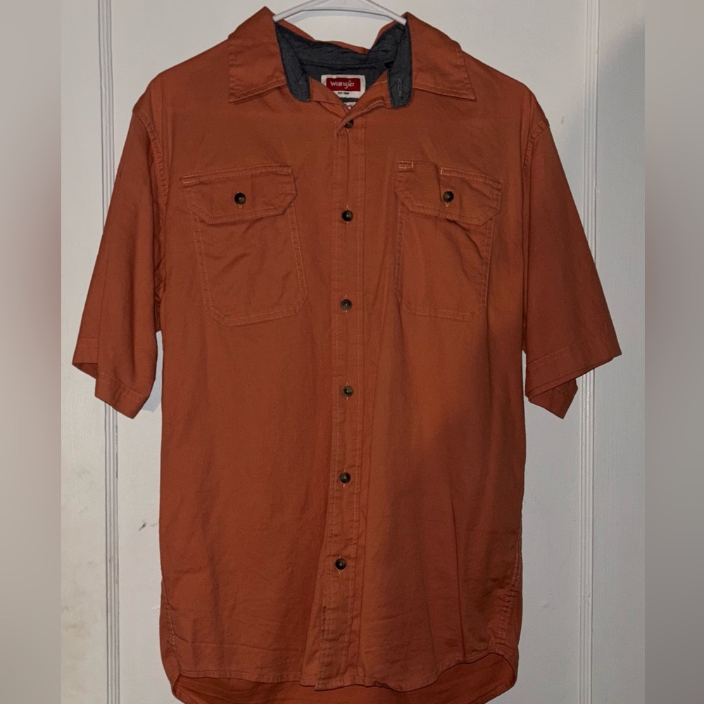 Wrangler Short Sleeve Button Up Orange Size S